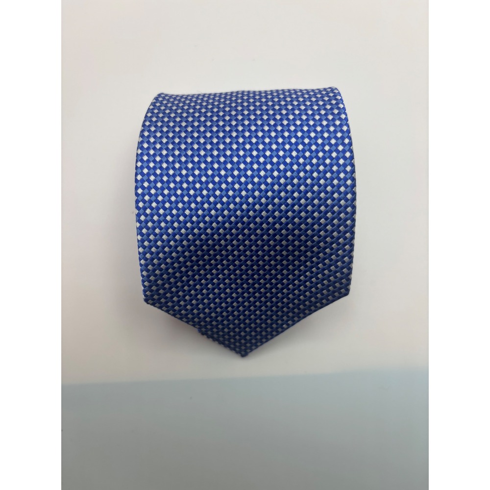 Merona Mens Blue White Micro Check Geometric Classic Necktie
